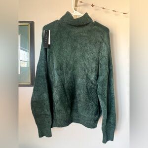 Cyrus Deep Green Fuzzy Turtleneck Sweater